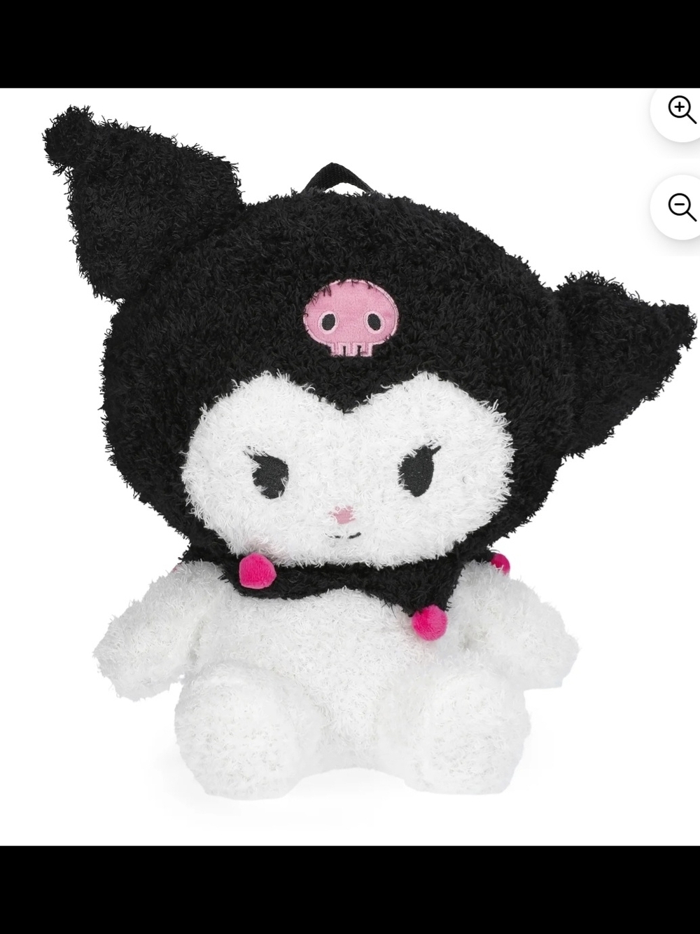 Sanrio Kuromi Plush Backpack - Black, White & Pink Accents